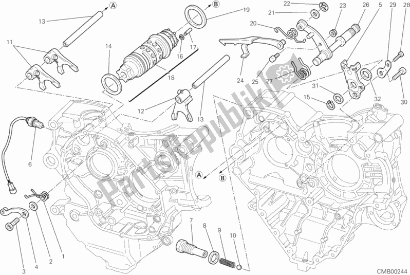 Todas as partes de Mecanismo De Mudança De Marcha do Ducati Multistrada 1200 S ABS 2010